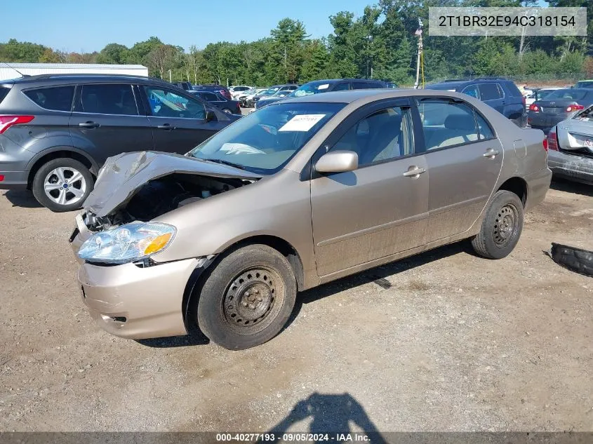 2004 Toyota Corolla Ce/Le/S VIN: 2T1BR32E94C318154 Lot: 40277193