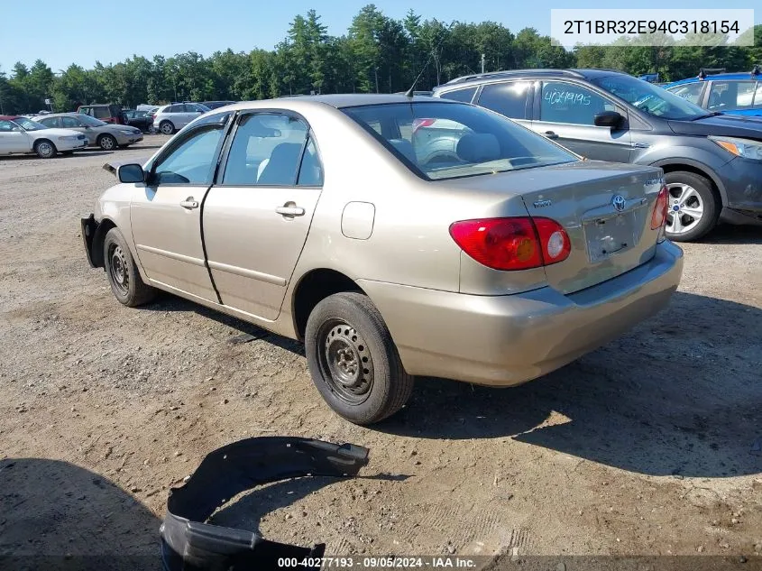 2004 Toyota Corolla Ce/Le/S VIN: 2T1BR32E94C318154 Lot: 40277193