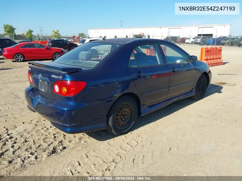 2004 Toyota Corolla S VIN: 1NXBR32E54Z247193 Lot: 40281565