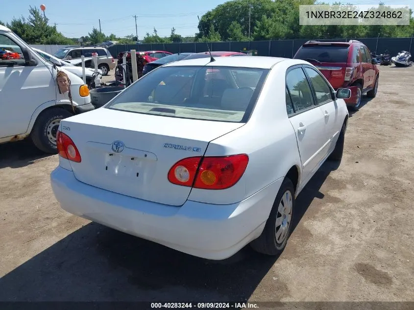 2004 Toyota Corolla Le VIN: 1NXBR32E24Z324862 Lot: 40283244