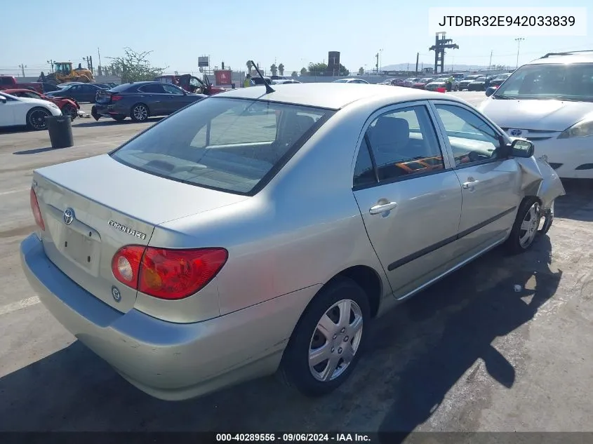 2004 Toyota Corolla Ce VIN: JTDBR32E942033839 Lot: 40289556