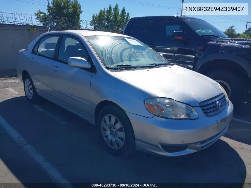 2004 Toyota Corolla Le VIN: 1NXBR32E94Z339407 Lot: 40293736