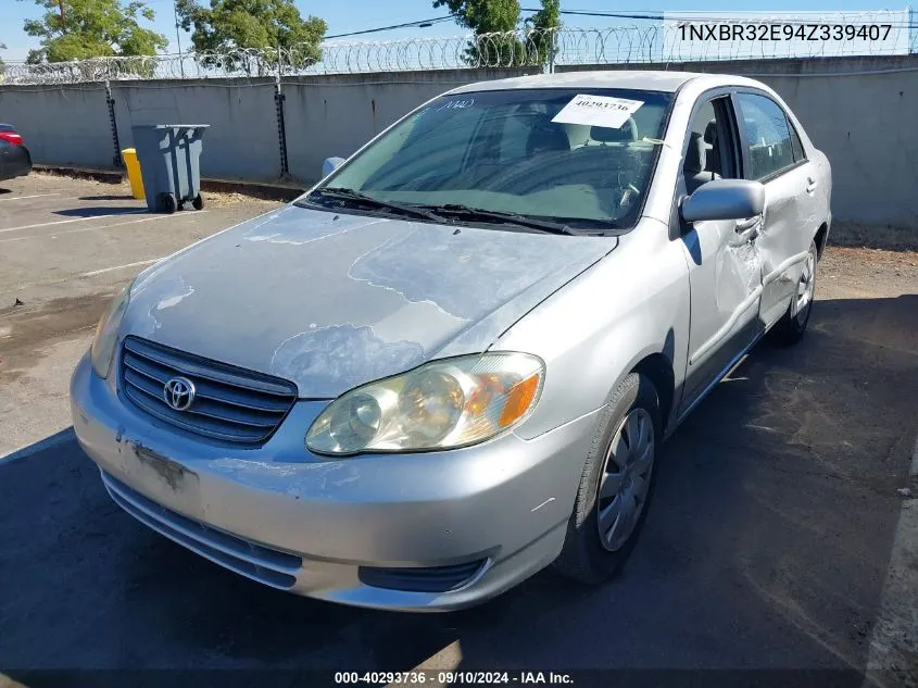 2004 Toyota Corolla Le VIN: 1NXBR32E94Z339407 Lot: 40293736