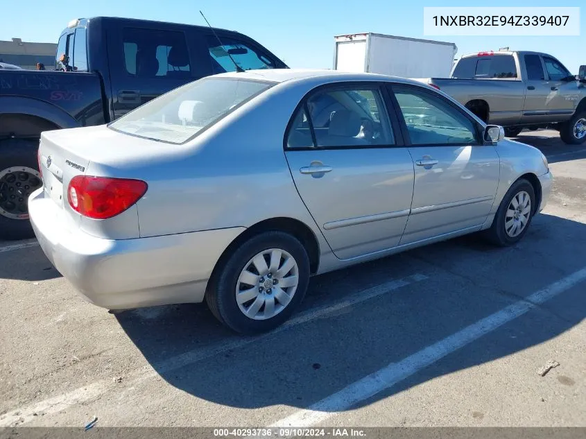 2004 Toyota Corolla Le VIN: 1NXBR32E94Z339407 Lot: 40293736