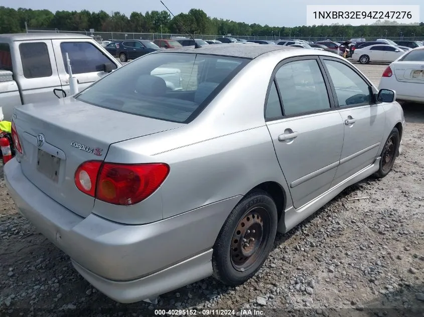 2004 Toyota Corolla S VIN: 1NXBR32E94Z247276 Lot: 40295152