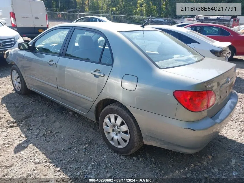 2004 Toyota Corolla Le VIN: 2T1BR38E64C217791 Lot: 40374536