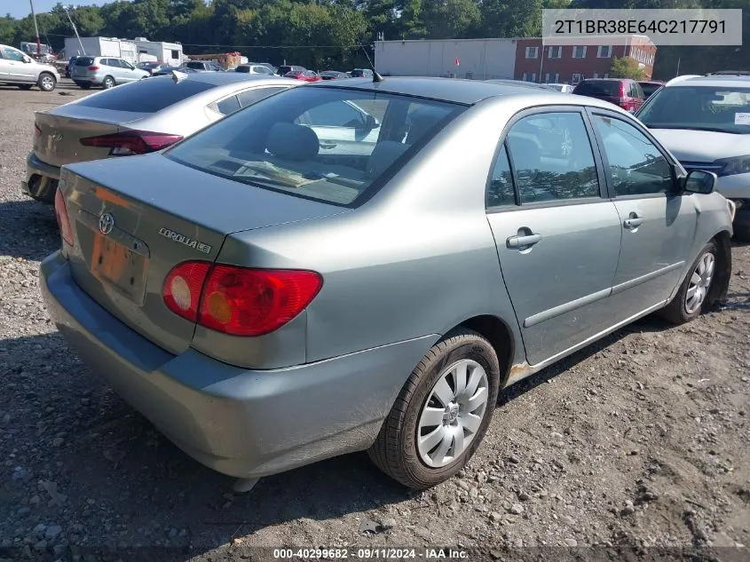 2004 Toyota Corolla Ce/Le/S VIN: 2T1BR38E64C217791 Lot: 40374536