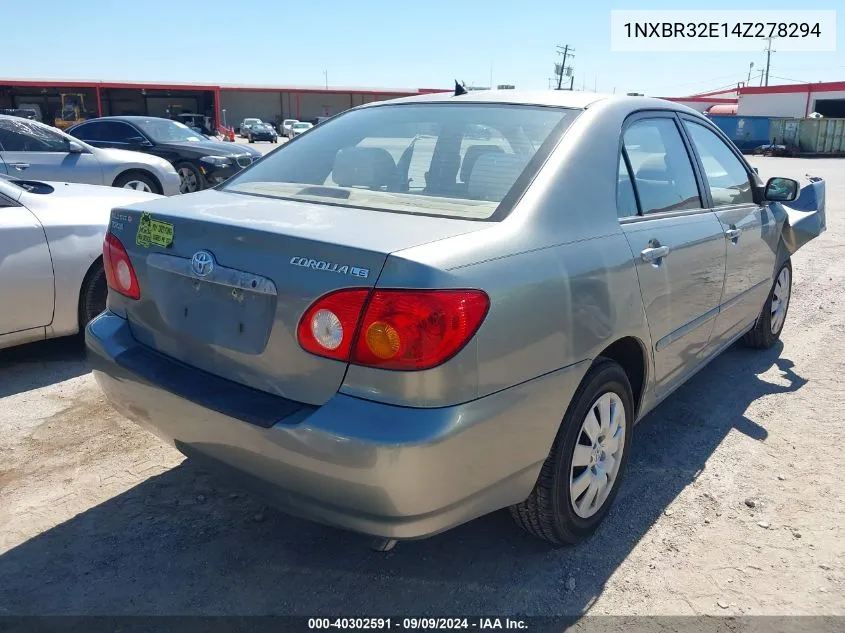 2004 Toyota Corolla Le VIN: 1NXBR32E14Z278294 Lot: 40302591