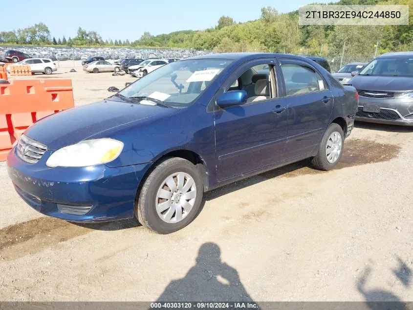 2004 Toyota Corolla Le VIN: 2T1BR32E94C244850 Lot: 40303120