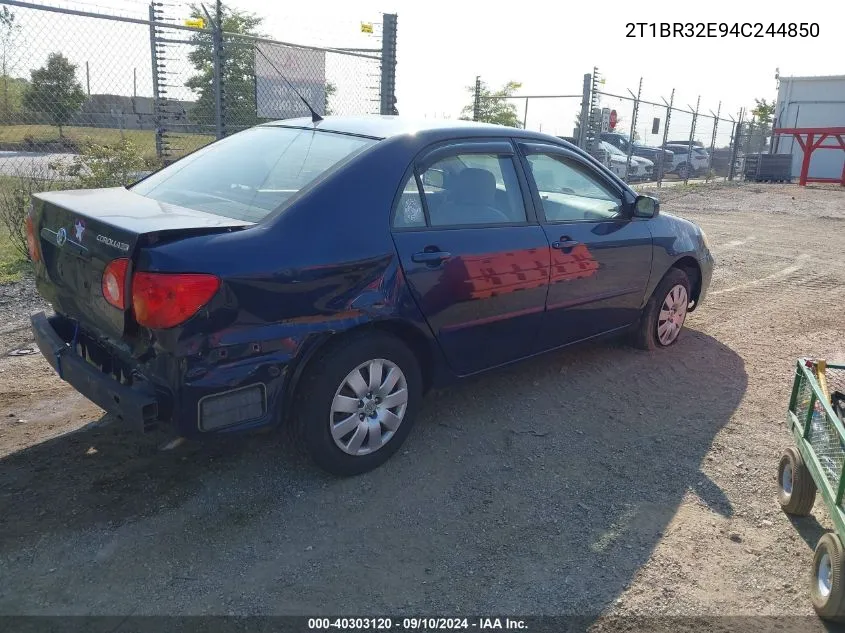 2004 Toyota Corolla Le VIN: 2T1BR32E94C244850 Lot: 40303120