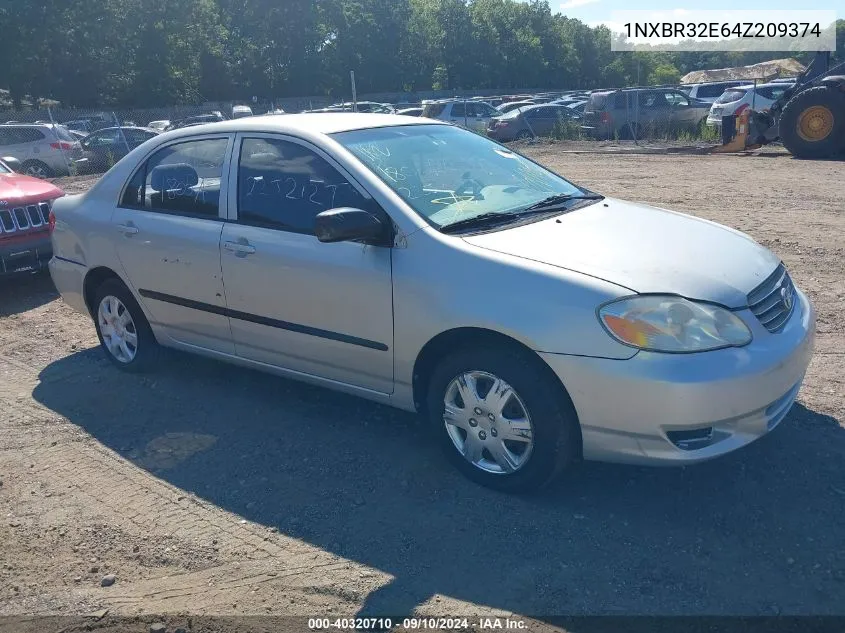 2004 Toyota Corolla Ce VIN: 1NXBR32E64Z209374 Lot: 40320710