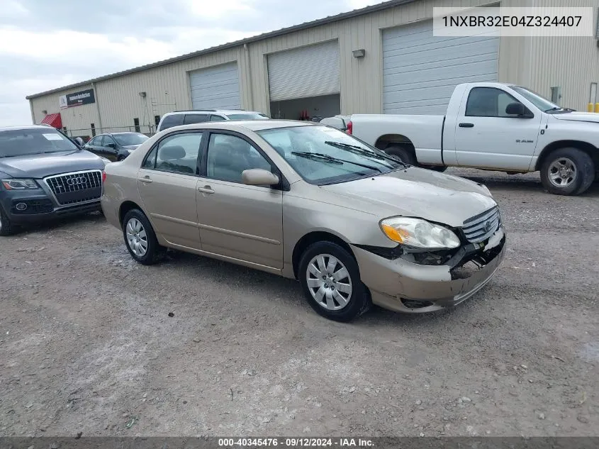 2004 Toyota Corolla Le VIN: 1NXBR32E04Z324407 Lot: 40345476