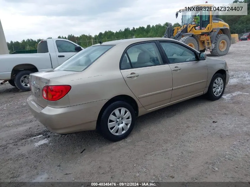 2004 Toyota Corolla Le VIN: 1NXBR32E04Z324407 Lot: 40345476