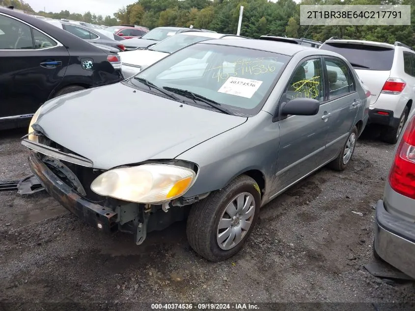 2004 Toyota Corolla Le VIN: 2T1BR38E64C217791 Lot: 40374536