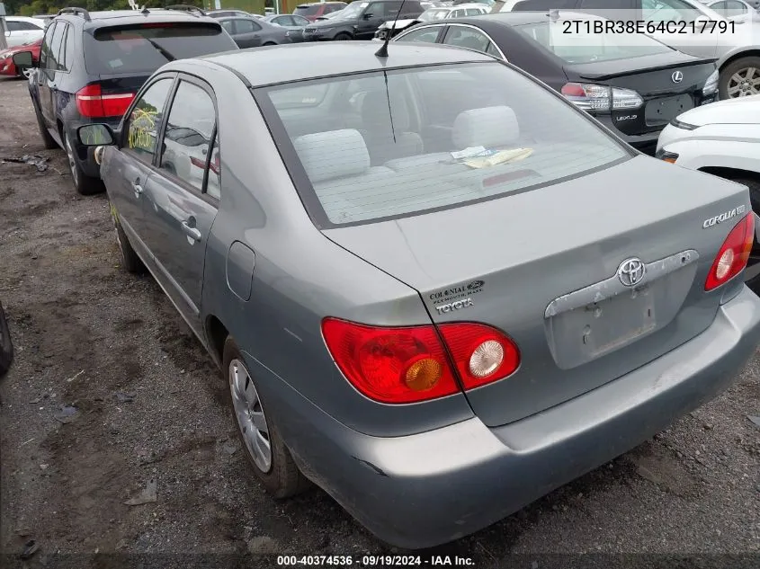 2004 Toyota Corolla Le VIN: 2T1BR38E64C217791 Lot: 40374536