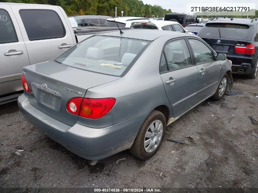 2004 Toyota Corolla Le VIN: 2T1BR38E64C217791 Lot: 40374536