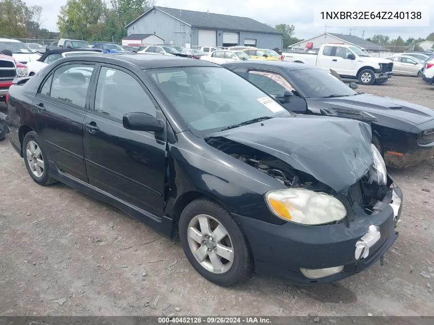 2004 Toyota Corolla S VIN: 1NXBR32E64Z240138 Lot: 40452128