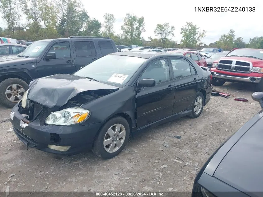 2004 Toyota Corolla S VIN: 1NXBR32E64Z240138 Lot: 40452128