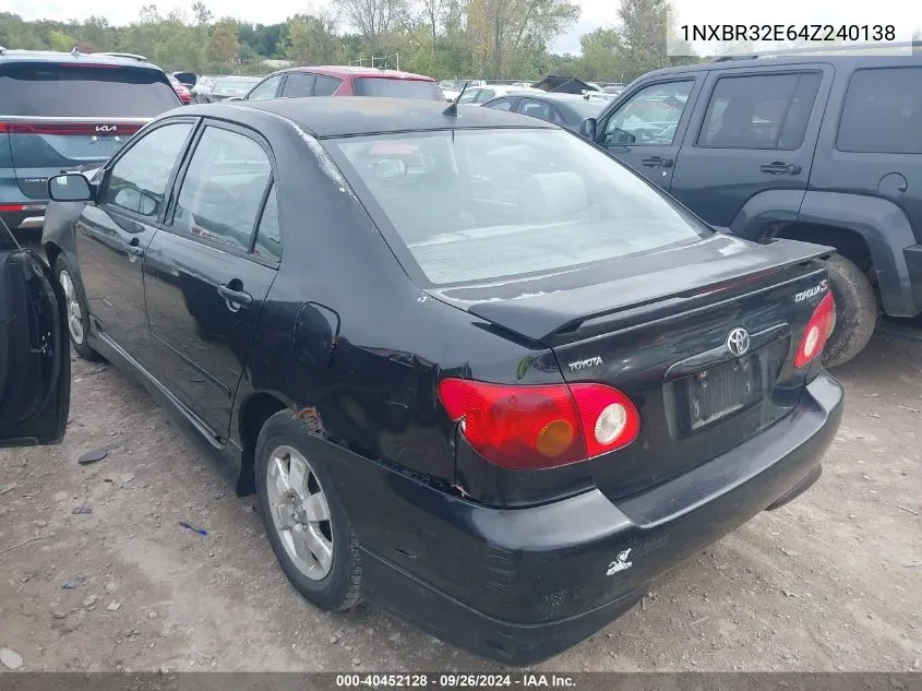 2004 Toyota Corolla S VIN: 1NXBR32E64Z240138 Lot: 40452128