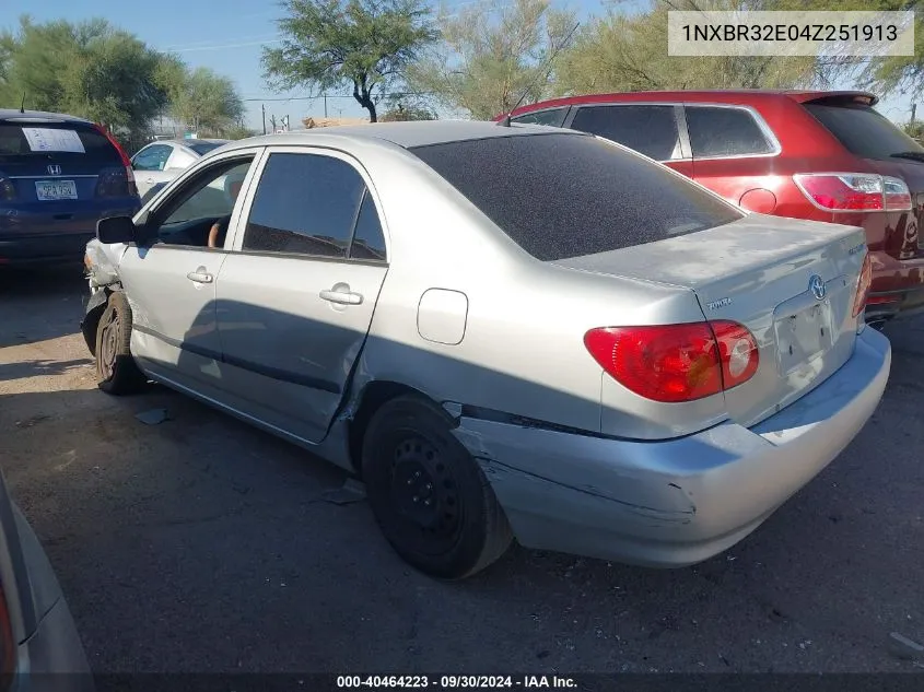 2004 Toyota Corolla Ce/Le/S VIN: 1NXBR32E04Z251913 Lot: 40464223