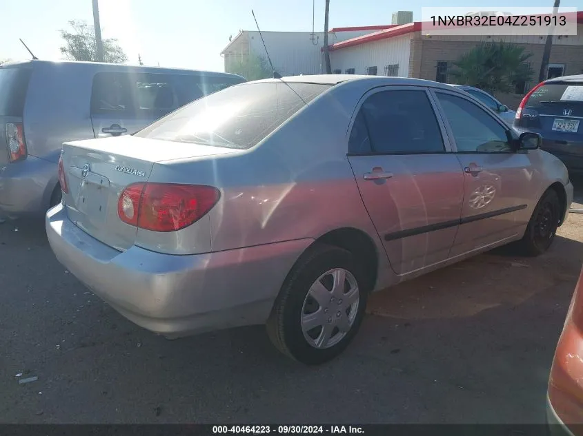 2004 Toyota Corolla Ce/Le/S VIN: 1NXBR32E04Z251913 Lot: 40464223