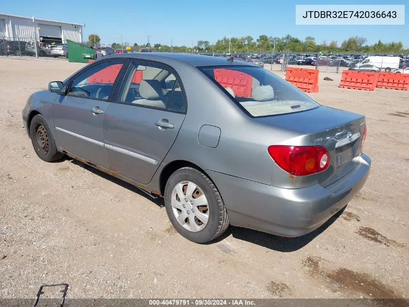 2004 Toyota Corolla Le VIN: JTDBR32E742036643 Lot: 40479791