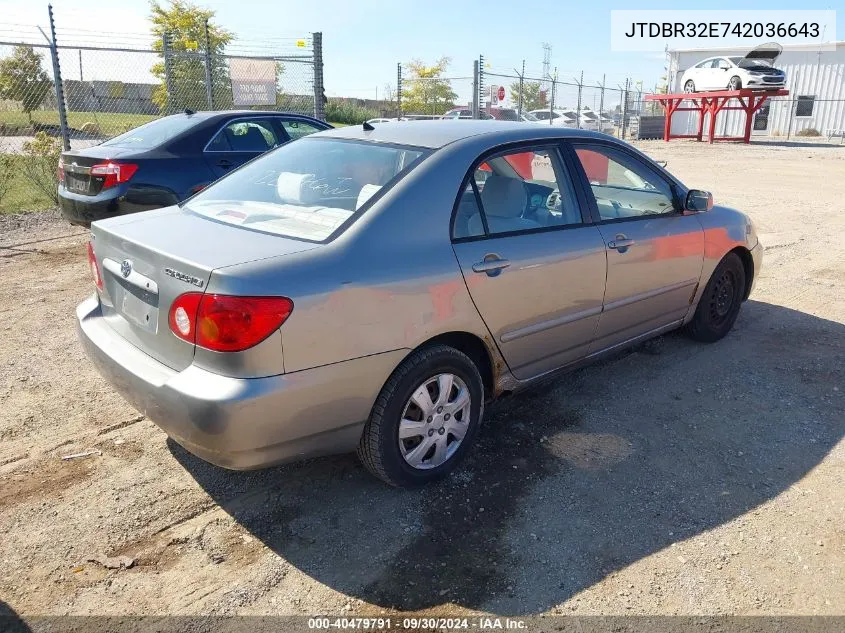 2004 Toyota Corolla Le VIN: JTDBR32E742036643 Lot: 40479791