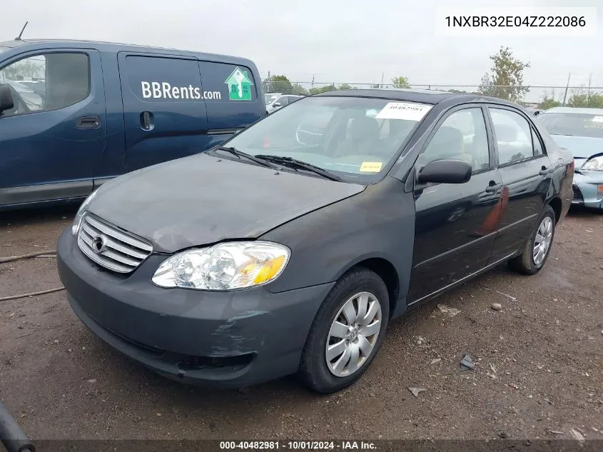 2004 Toyota Corolla Ce/Le/S VIN: 1NXBR32E04Z222086 Lot: 40482981