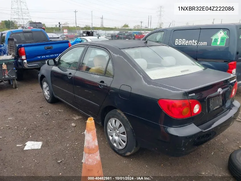 2004 Toyota Corolla Ce/Le/S VIN: 1NXBR32E04Z222086 Lot: 40482981