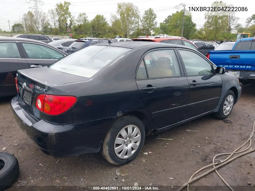 2004 Toyota Corolla Ce/Le/S VIN: 1NXBR32E04Z222086 Lot: 40482981