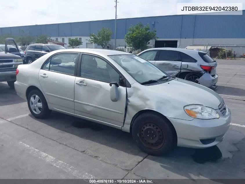 2004 Toyota Corolla Le VIN: JTDBR32E942042380 Lot: 40576193