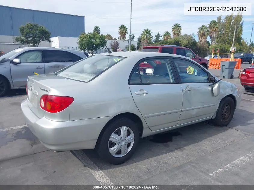 2004 Toyota Corolla Le VIN: JTDBR32E942042380 Lot: 40576193