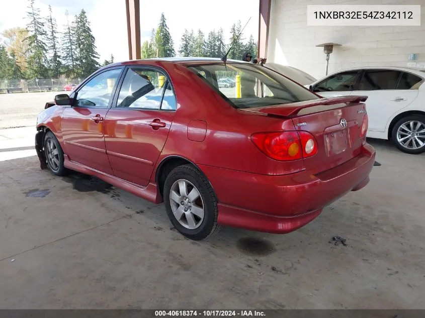 2004 Toyota Corolla S VIN: 1NXBR32E54Z342112 Lot: 40618374