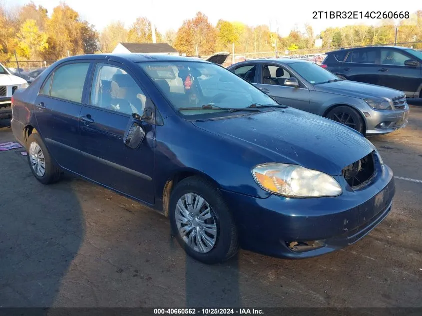 2004 Toyota Corolla Ce/Le/S VIN: 2T1BR32E14C260668 Lot: 40660562