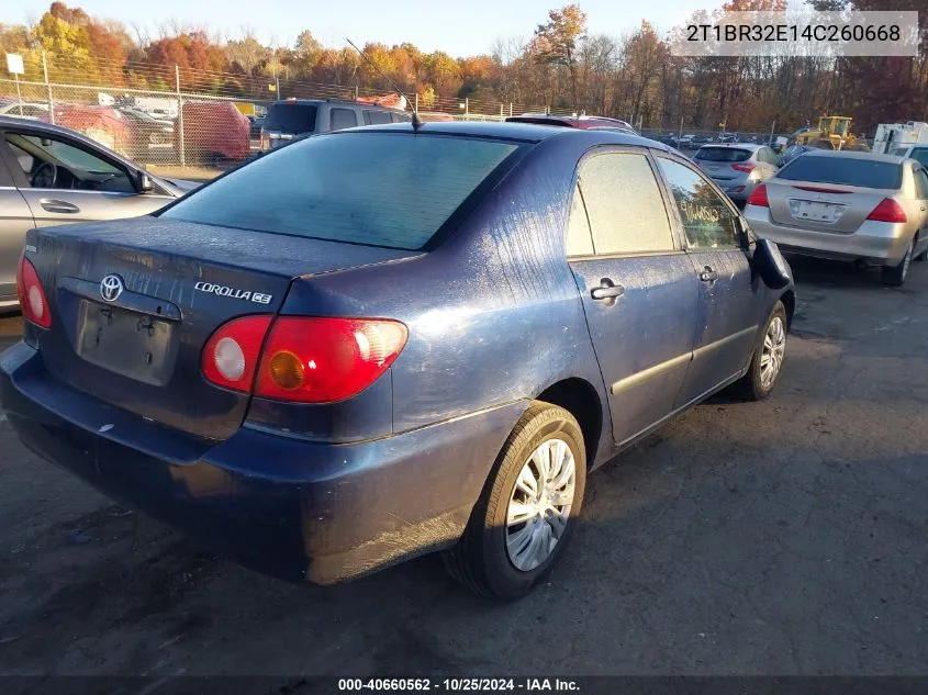 2004 Toyota Corolla Ce/Le/S VIN: 2T1BR32E14C260668 Lot: 40660562