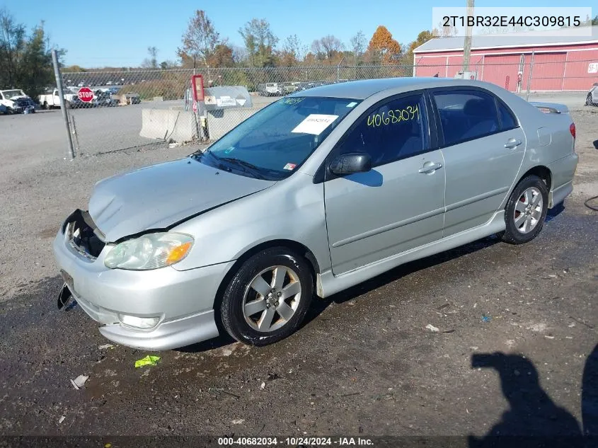 2004 Toyota Corolla S VIN: 2T1BR32E44C309815 Lot: 40682034