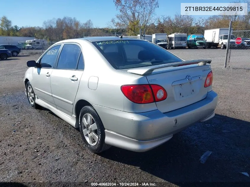 2004 Toyota Corolla S VIN: 2T1BR32E44C309815 Lot: 40682034