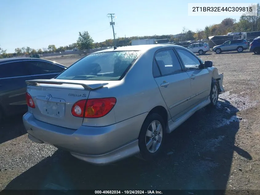 2004 Toyota Corolla S VIN: 2T1BR32E44C309815 Lot: 40682034