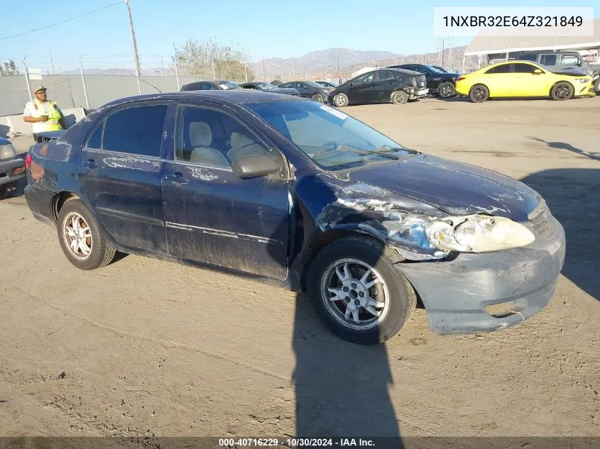 2004 Toyota Corolla Ce VIN: 1NXBR32E64Z321849 Lot: 40716229