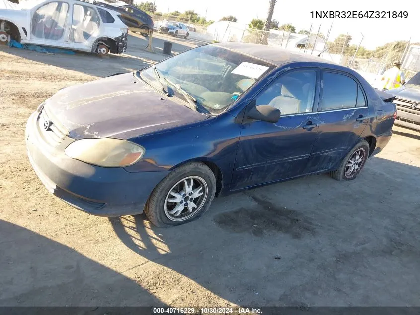 2004 Toyota Corolla Ce VIN: 1NXBR32E64Z321849 Lot: 40716229