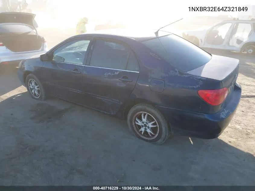 2004 Toyota Corolla Ce VIN: 1NXBR32E64Z321849 Lot: 40716229