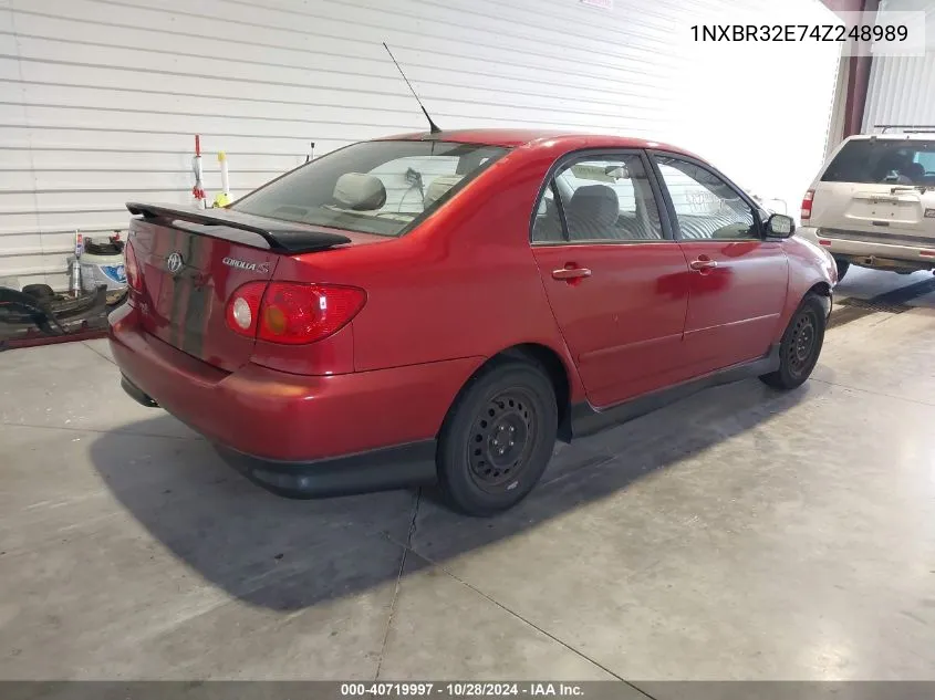 2004 Toyota Corolla S VIN: 1NXBR32E74Z248989 Lot: 40719997