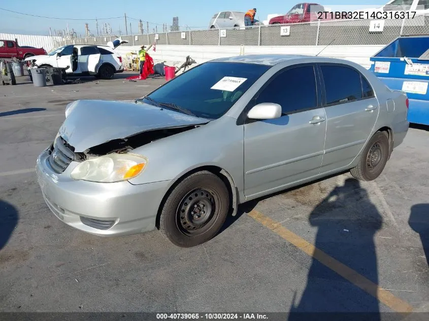 2004 Toyota Corolla Le VIN: 2T1BR32E14C316317 Lot: 40739065