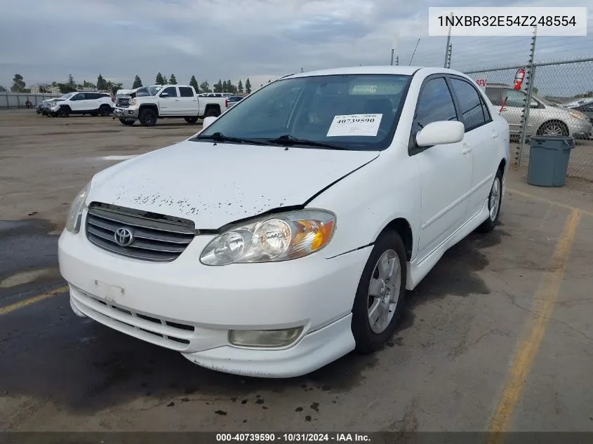 2004 Toyota Corolla S VIN: 1NXBR32E54Z248554 Lot: 40739590