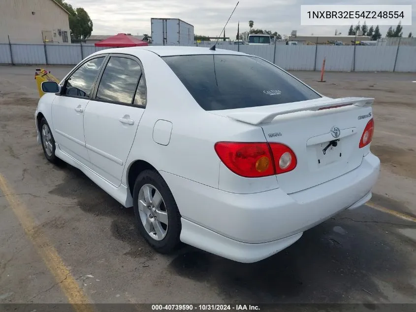 2004 Toyota Corolla S VIN: 1NXBR32E54Z248554 Lot: 40739590