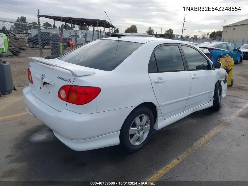 2004 Toyota Corolla S VIN: 1NXBR32E54Z248554 Lot: 40739590