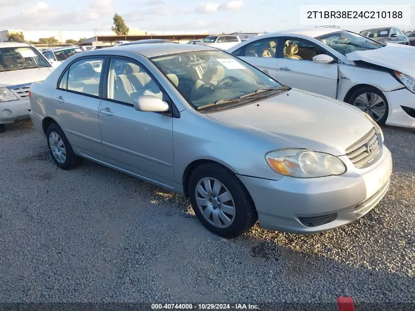 2004 Toyota Corolla Le VIN: 2T1BR38E24C210188 Lot: 40744000