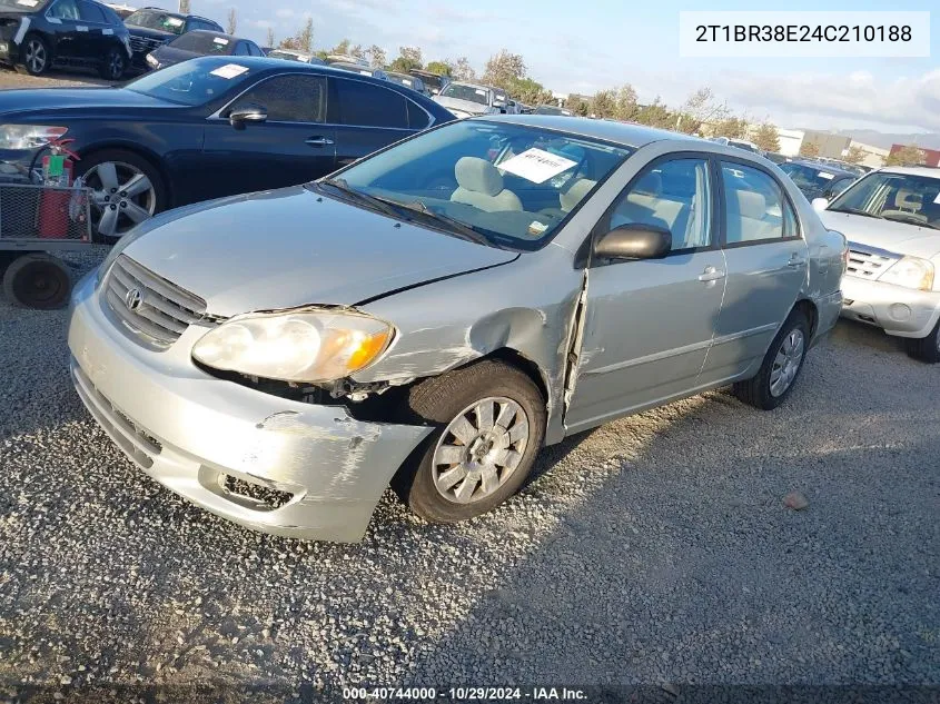 2004 Toyota Corolla Le VIN: 2T1BR38E24C210188 Lot: 40744000