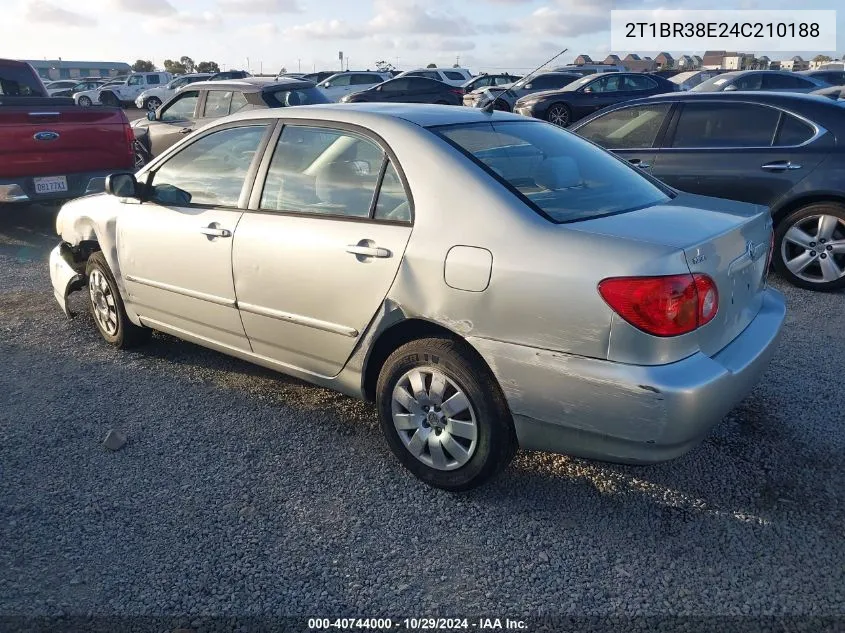 2004 Toyota Corolla Le VIN: 2T1BR38E24C210188 Lot: 40744000