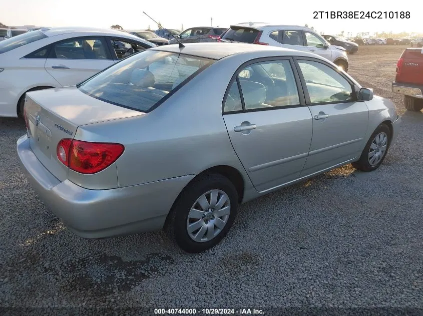 2004 Toyota Corolla Le VIN: 2T1BR38E24C210188 Lot: 40744000